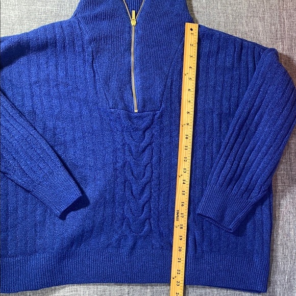 St. John’s Bay Royal Blue Women's 2X Quarter Zip Pullover Sweater Knit Mock Neck - Picture 9 of 10
